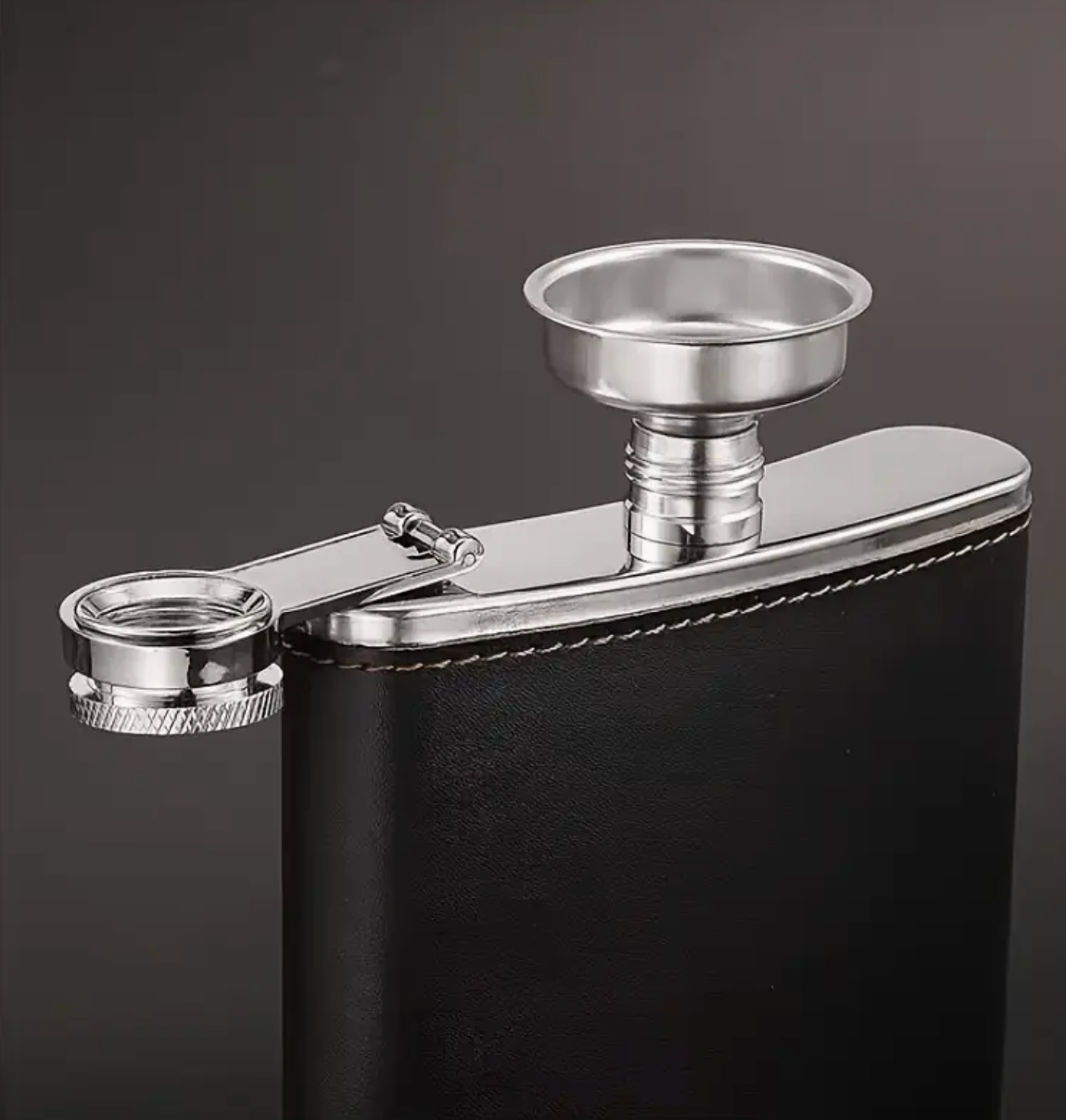 Black Metal Hip Flask Set