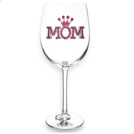 Mom Stemmed Jeweled Wine Glass