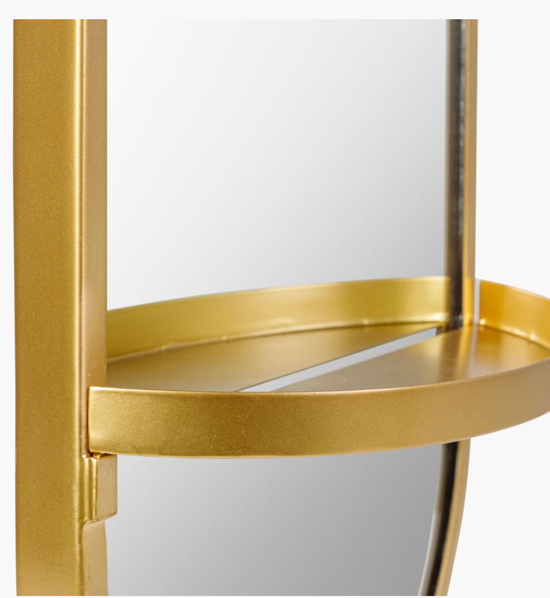 Oval Gold Mirror with Shelf