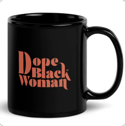 Dope Black Woman Black Glossy Mug Orange