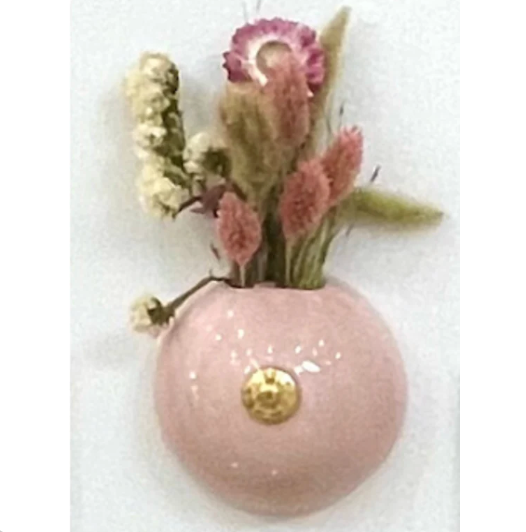 Booberino Pink Wall Vase with Mini Dried Floral Bouquet