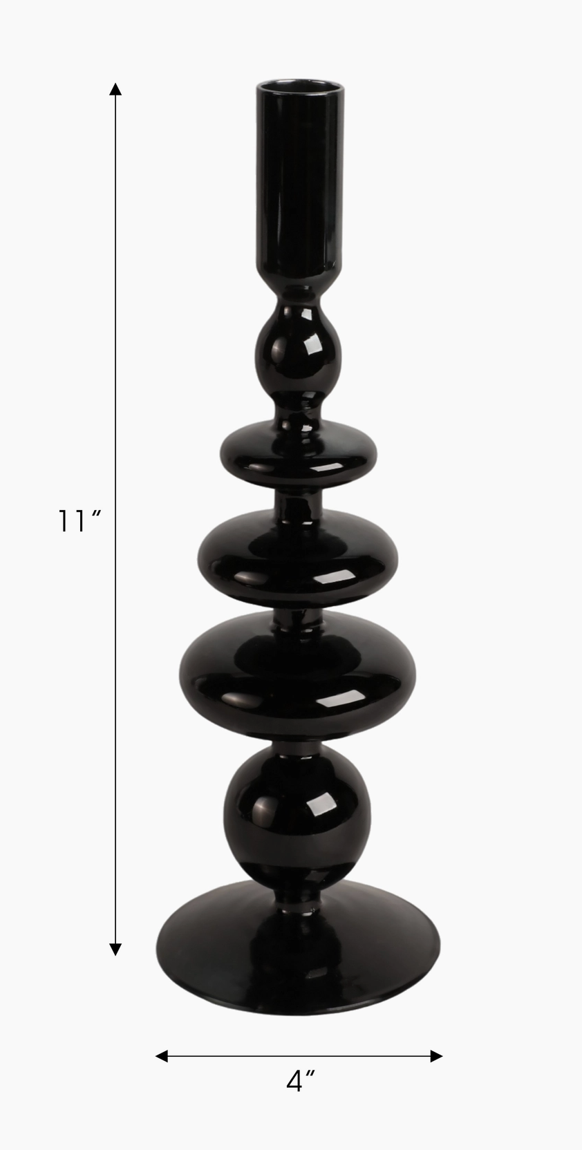 Glass Stylish Vintage Taper Candle Holder - Black 11 in.