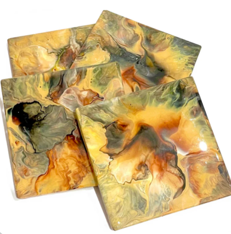 Assorted Cool & Vivid Colors - Handmade Resin Coasters