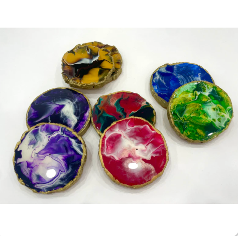 Assorted Cool & Vivid Colors - Handmade Resin Coasters