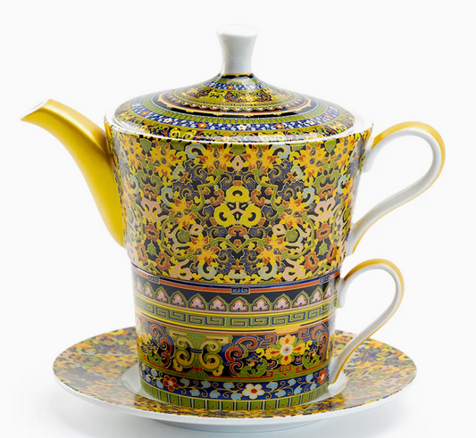 Tea For One Set - Golden Moroccan Fine Porcelain
