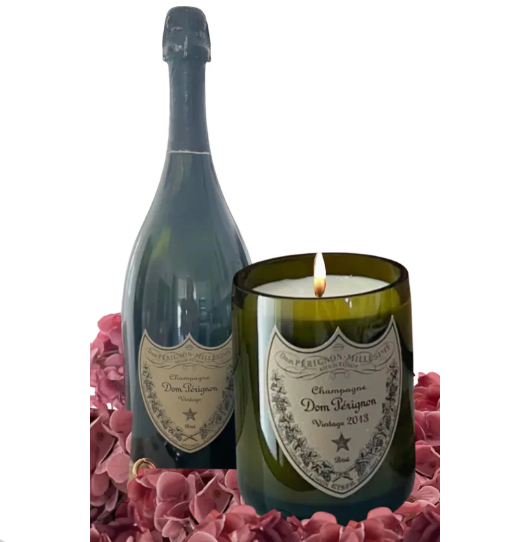 Recycled Dom Perignon Bottle - Vintage Label Candle 15oz.