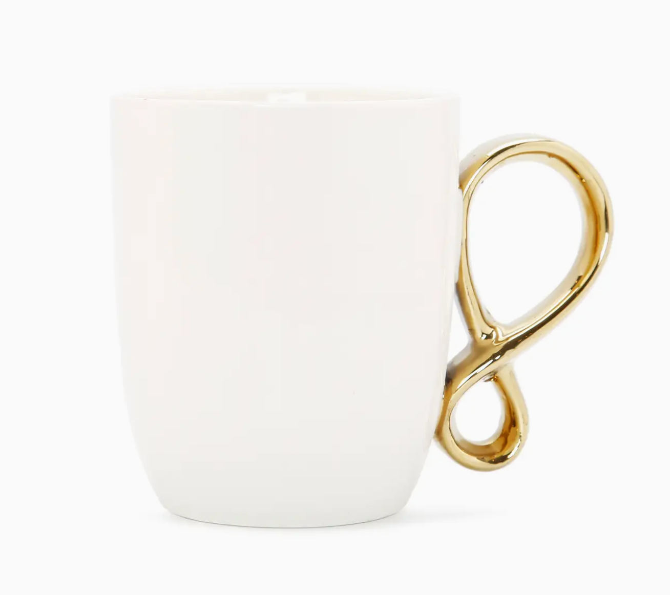 White Coffee Mug with Gold Twist Handle 19 oz.