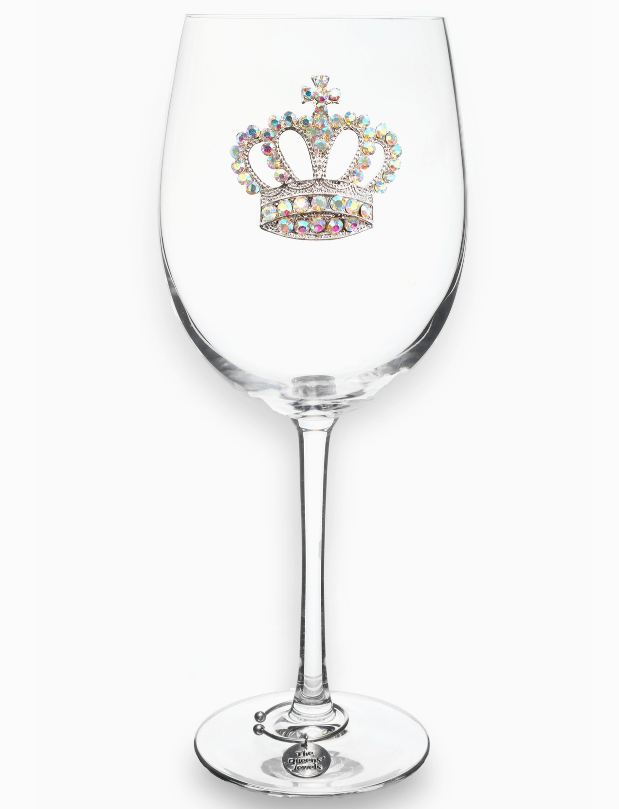 Aurora Borealis Crown Jeweled Stem Wine Glass