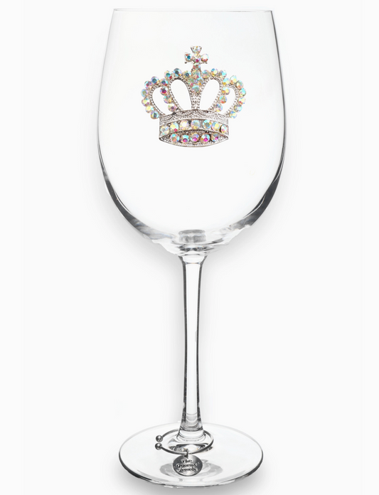 Aurora Borealis Crown Jeweled Stem Wine Glass