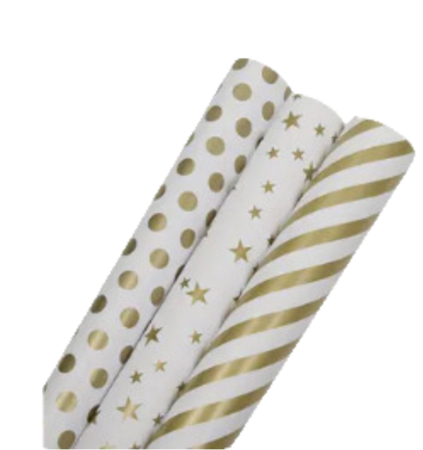 Assort Holiday Wrapping Paper - Color Gold