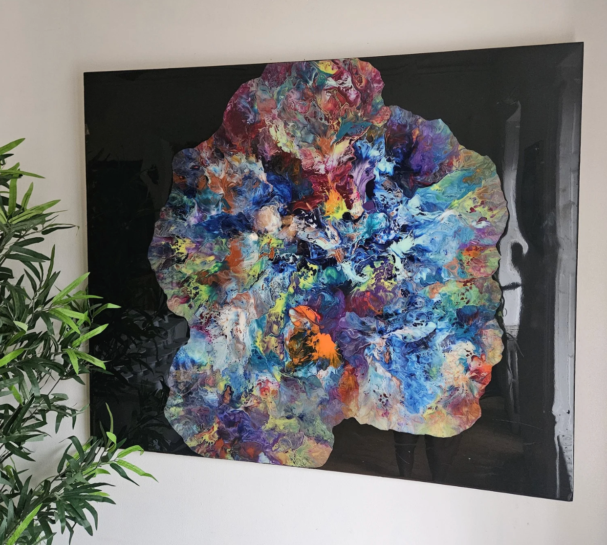 Black Flower Wall Art - 40x48 Orignal Art