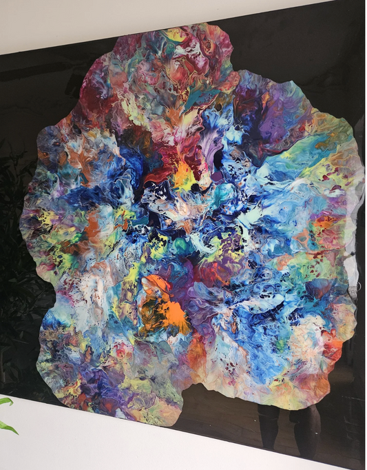 Black Flower Wall Art - 40x48 Orignal Art