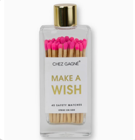 Make A Wish - Birthday Glass Bottle Matches - Bright Pink
