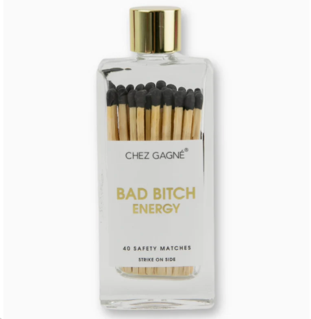Bad Bitch Energy - Glass Bottle  Matches - Black