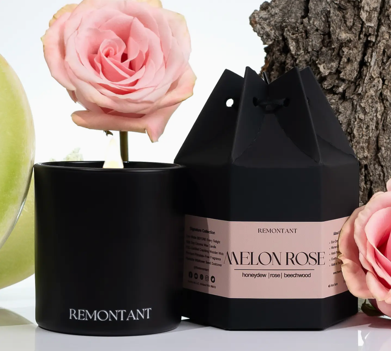 Melon Rose Crackling Wooden Wick Candle