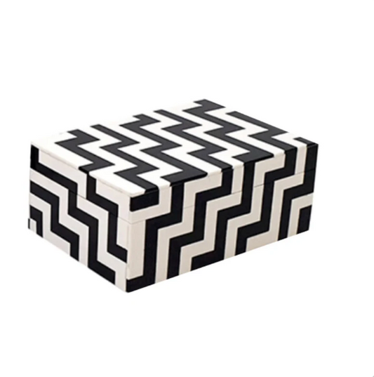 Black and White Zig Zag Lidded Box - Small