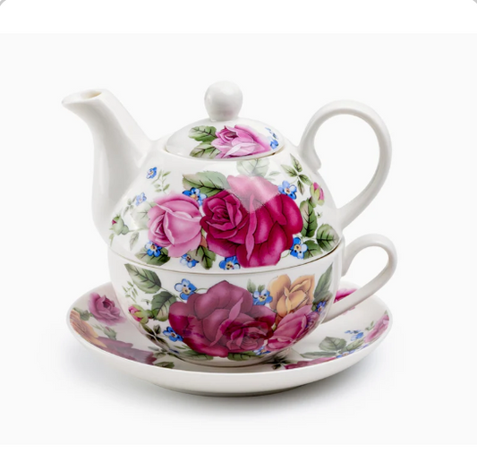 Rose Garden Fine Porcelain Tea For One Set