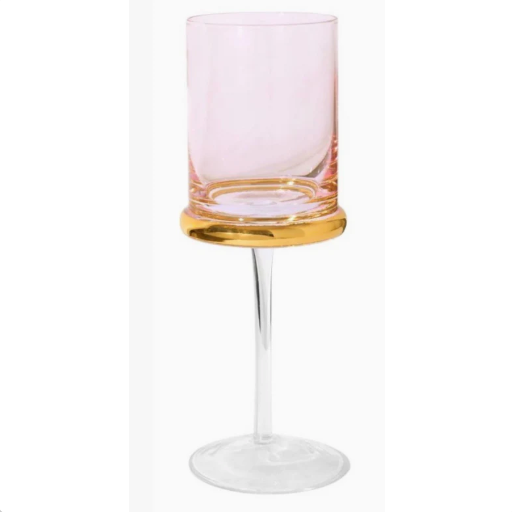 Pink Square Glasses with Gold Ring
