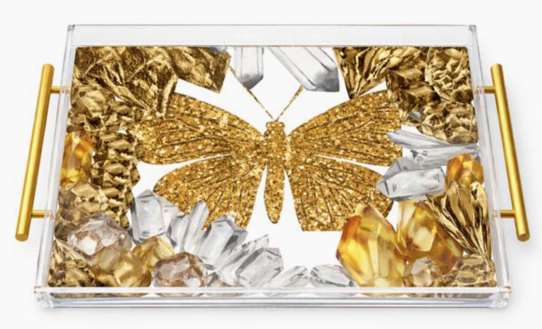 Gold Butterfly Acrylic Serving Tray
