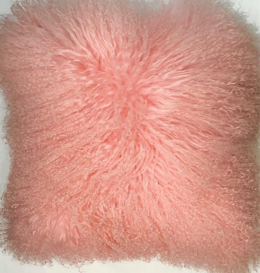 Pink Mongolian Wool Pillow Throw & Tuck