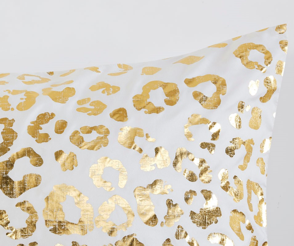 Metallic Leopard Print Comforter Set