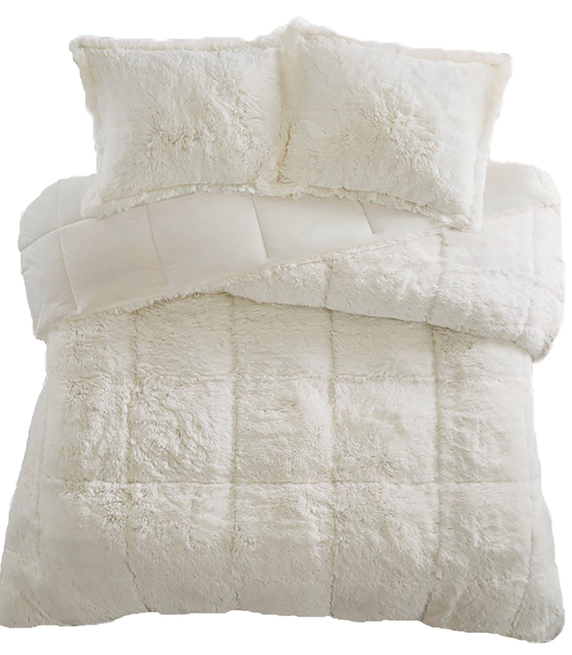 Shaggy Comforter Set Ivory