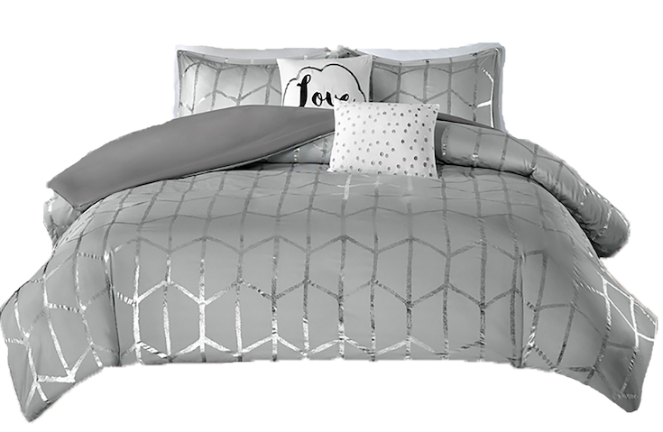 Gray Love Comforter Set