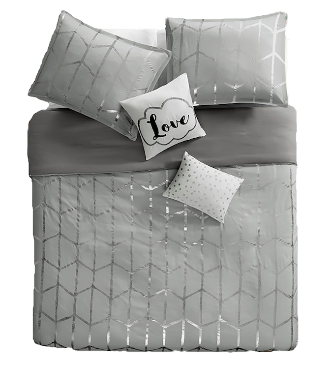 Gray Love Comforter Set