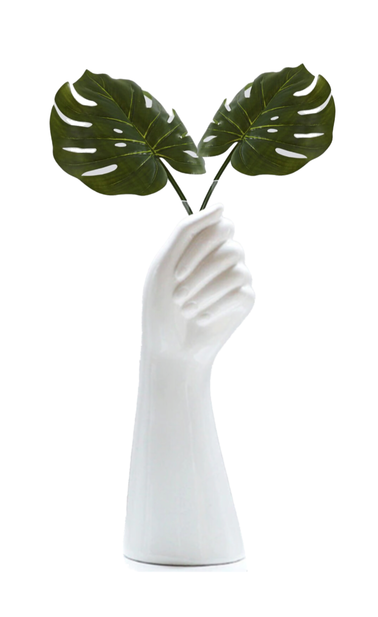 Ceramic Hand Shape Vase - White