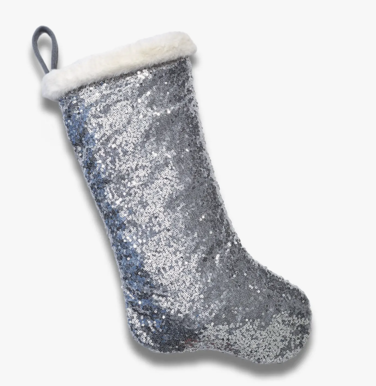 Reflective Silver Sequin Christmas Stocking