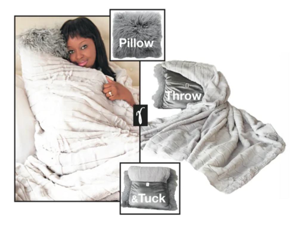 Gray Mongolian Wool Pillow Throw & Tuck Throw