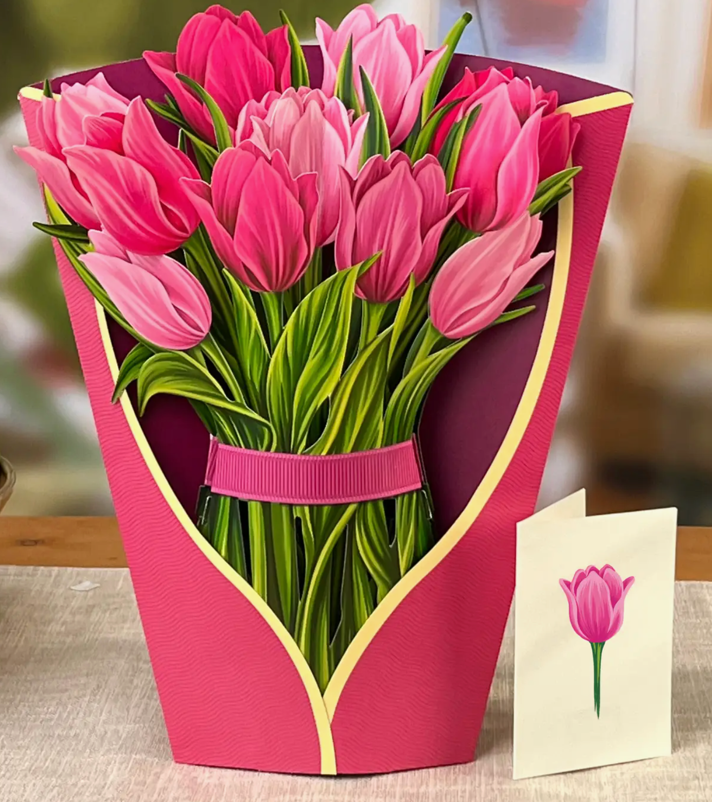 Pink Tulips Pop-up Greeting Cards