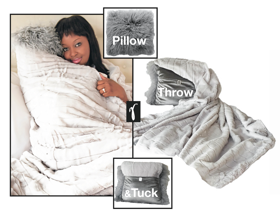 Gray Mongolian Wool Pillow Throw & Tuck Throw