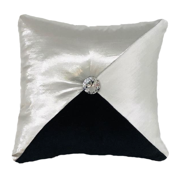 Silver Silk Taffeta with Tufted Diamond Pillow