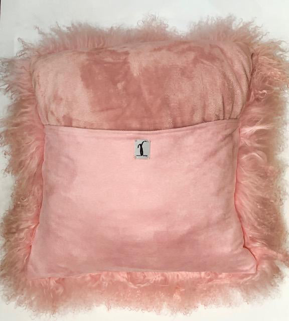 Pink Mongolian Wool Pillow Throw & Tuck